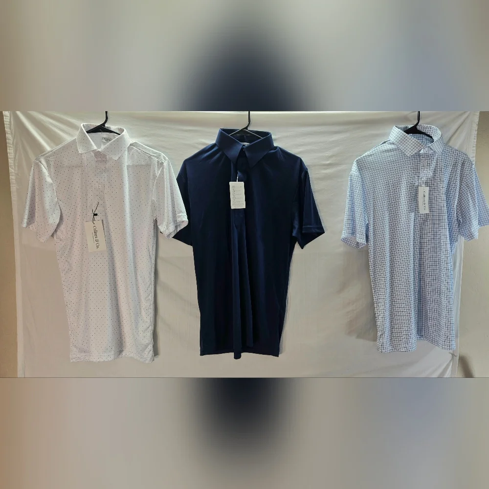 Lot of 3 Collars and Co Men's Size Medium Polo Dress Shirts NWT & NWOT.